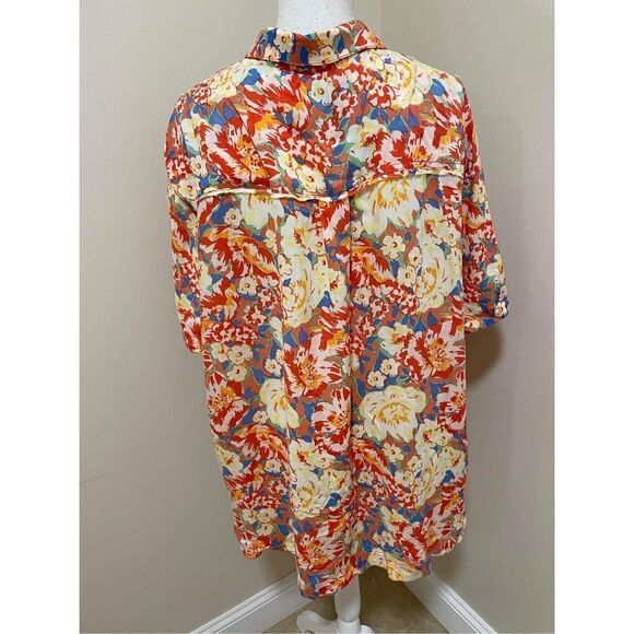 NWT Free People x We The Free Orange Hawaiian Blouse Size S - Picture 2 of 4